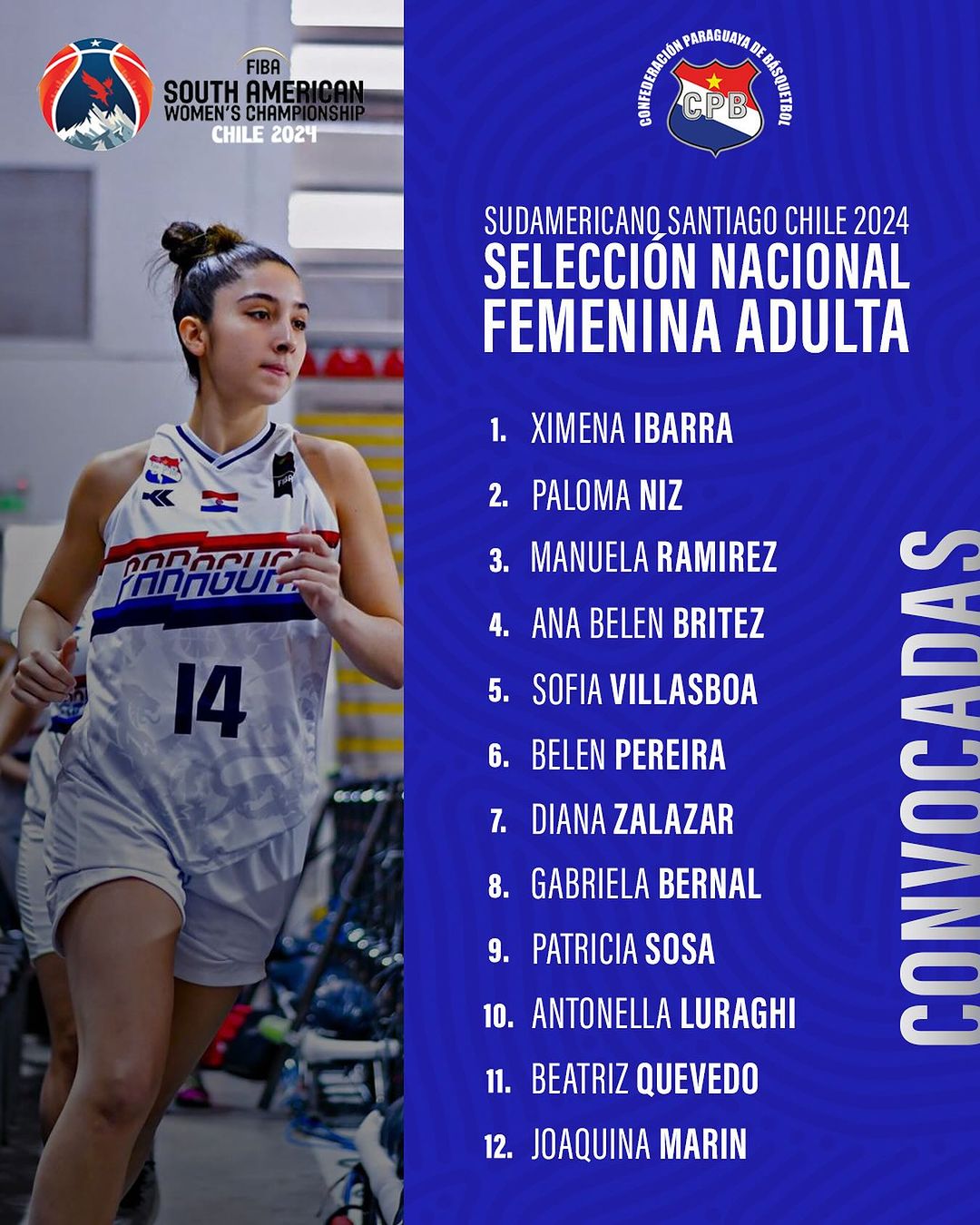 El anuncio del plantel paraguayo para el Sudamericano Femenino 2024.