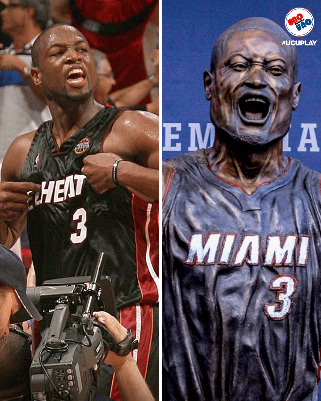 La comparación entre la postura y la estatua de Dwyane Wade.